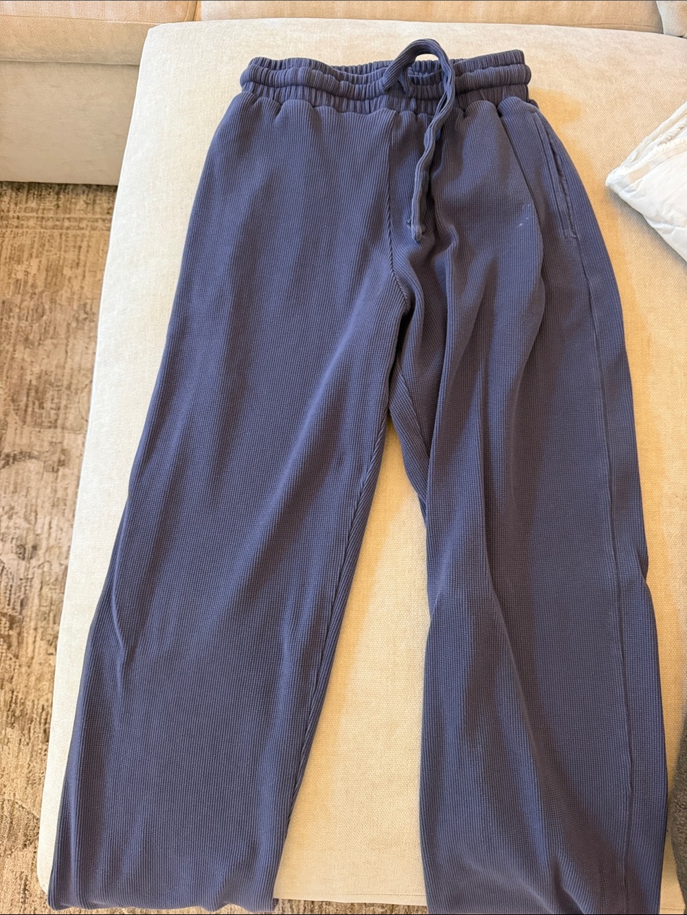 Daily Drills Navy Waffle Knit Drawstring Pants